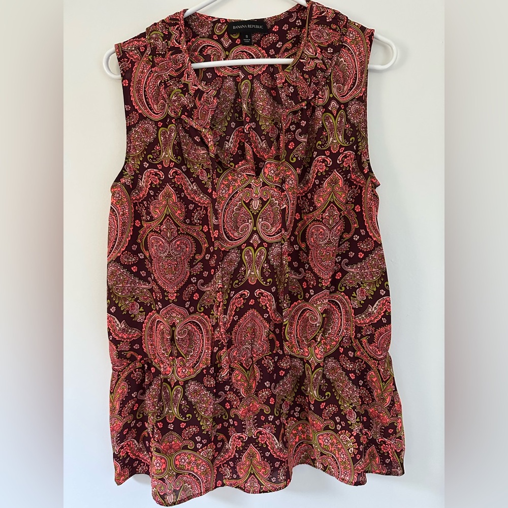 Banana Republic Paisley Sleeveless Peplum Blouse Size S